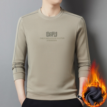 남성 겨울용 기모 라운드넥 니트티