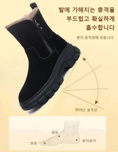 이중 지퍼 토끼털 스노우 부츠