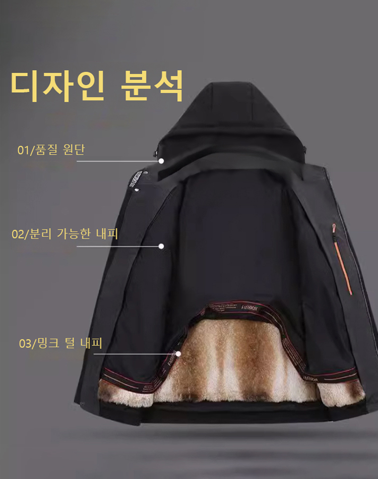 [영하 30도 방한] 남성용 모피 점퍼