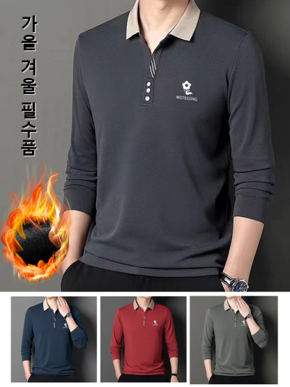 남성용 가을 겨울 기모 폴로티