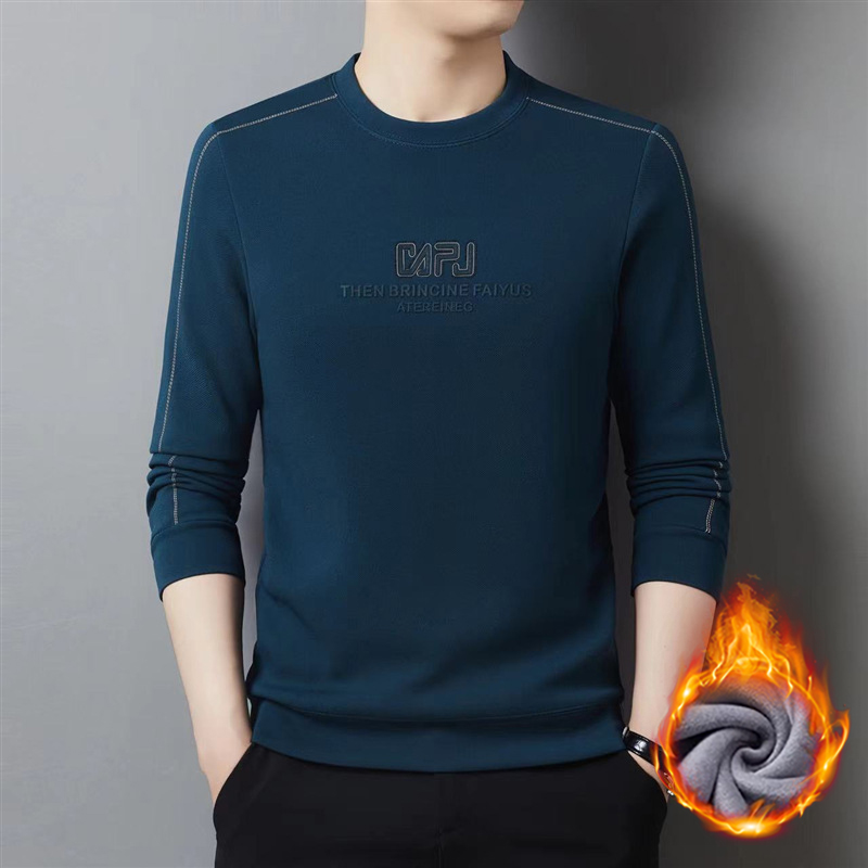 남성 겨울용 기모 라운드넥 니트티
