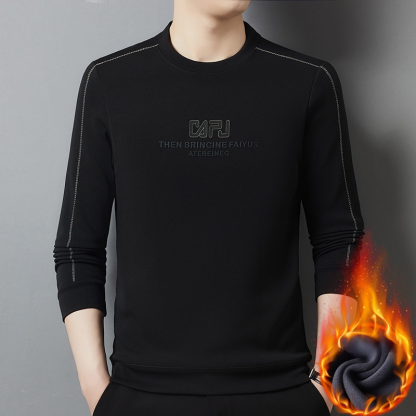 남성 겨울용 기모 라운드넥 니트티