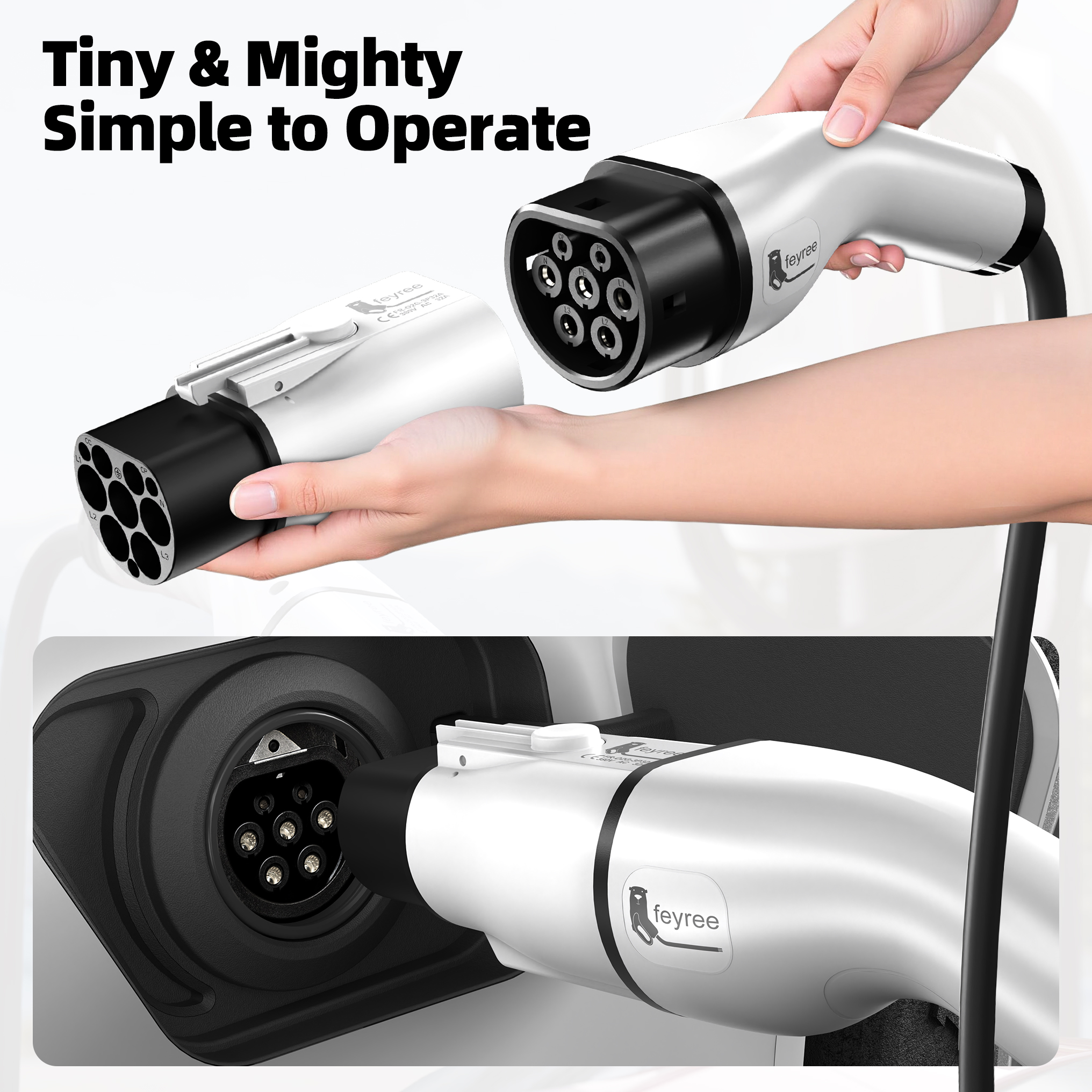 Feyree Type2 to GB/T Adapter 7KW 22KW Type 2 IEC 62196-2 to GB/T Converter for China Standard Electric Vehicle Charging EV Connector 16A 32A