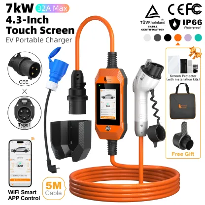 feyree 4.3'' TouchScreen  7kW Type1 Charger Portable EV Charger 