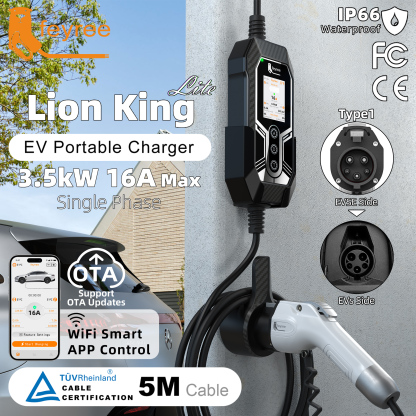 feyree Type 1 Portable EV Charger 16A 3.5kW AC 2.8 inch LCD WiFi Smart APP Remote Control Charge Log OTA Upgrade EVSE
