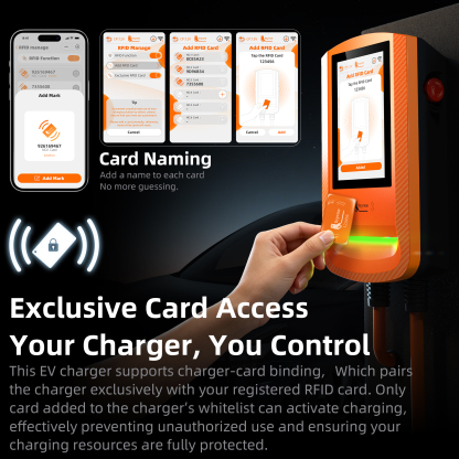 Feyree 7 inch Touch Screen Type 1 EV Charger Wallbox with Screen Lock Password Safety Exclusive RFID Protection and OTA Upgrade