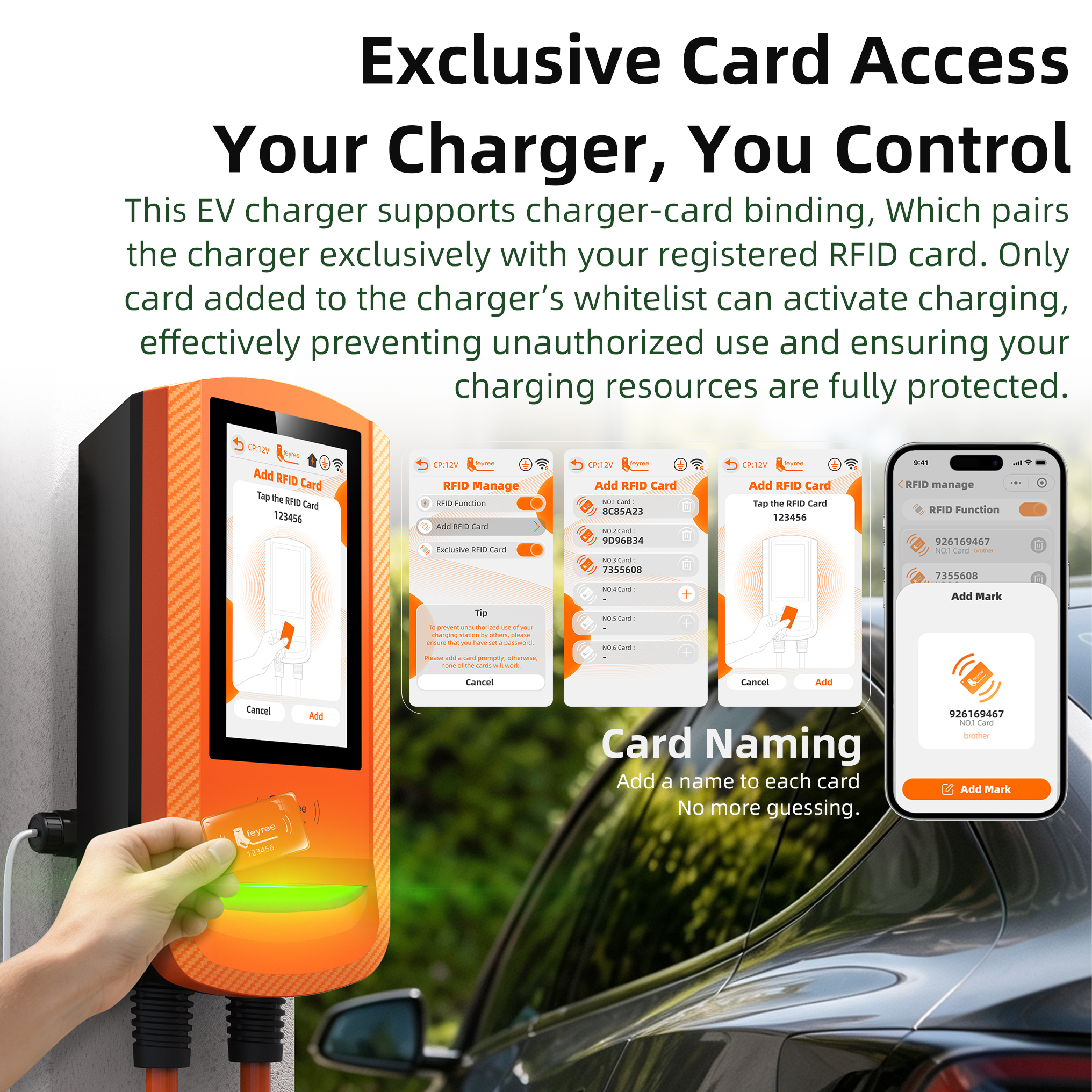 Feyree EV Charger GB/T Socket 7.6kw 32A DLB Wallbox 7inch Touch Screen APP Charge History Record 11kw 22kw 3P Charging Station