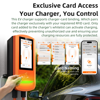 Feyree EV Charger GB/T Socket 7.6kw 32A DLB Wallbox 7inch Touch Screen APP Charge History Record 11kw 22kw 3P Charging Station