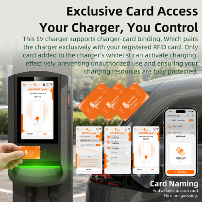 Feyree GBT 7-Inch Touth Screen EV Wallbox Smart Dynamic Load Balance RFID Card APP Control EV Charging Station for Outdoor Use