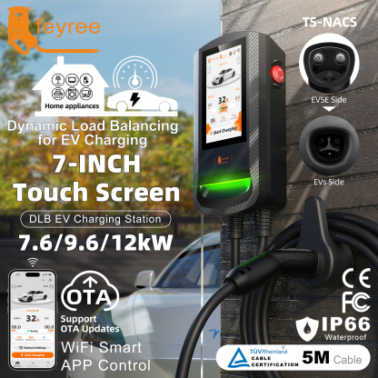 [Copy]Feyree DLB EV Charging Station 32A 7/9.6/12KW TS‑NACS Wallbox EVSE w/7Inch Touch Screen APP Control Fast Charger for Electric EV