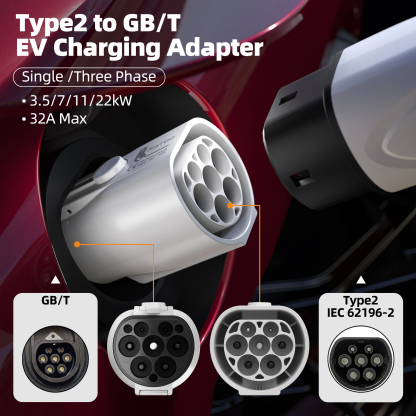 Feyree Type2 to GB/T Adapter 7KW 22KW Type 2 IEC 62196-2 to GB/T Converter for China Standard Electric Vehicle Charging EV Connector 16A 32A