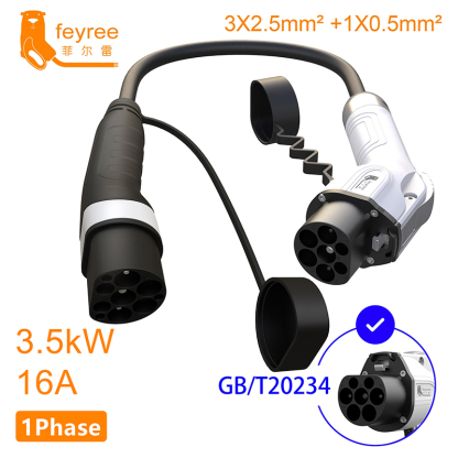 feyree Type2 Male Plug to GB/T Car Charger Adapter for Electric Car Charging Cable Portable EV Charger Plug 16A 11KW 32A 22KW