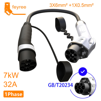 feyree Type2 Male Plug to GB/T Car Charger Adapter for Electric Car Charging Cable Portable EV Charger Plug 16A 11KW 32A 22KW