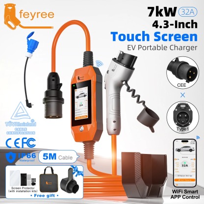 feyree 4.3 Inch 7kW Touch Screen Type2 Portable Charger 