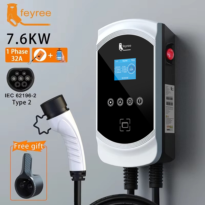 feyree EV Charger 7.6KW 11KW 22KW EV Wallbox Type 2 EV Charging Station EVSE Wallbox