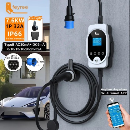 feyree Type2 EV Charger Portable 7KW With APP Control