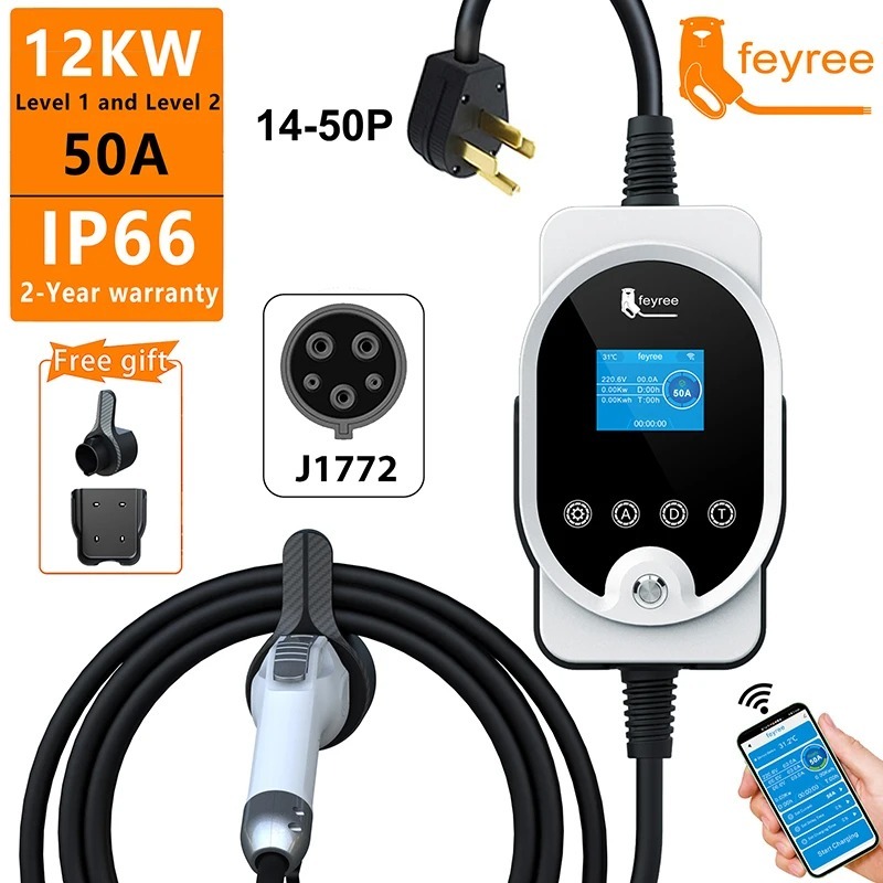 feyree Type1 Portable EV Charger 7.6KW 9.6KW 12KW With APP Control-feyree