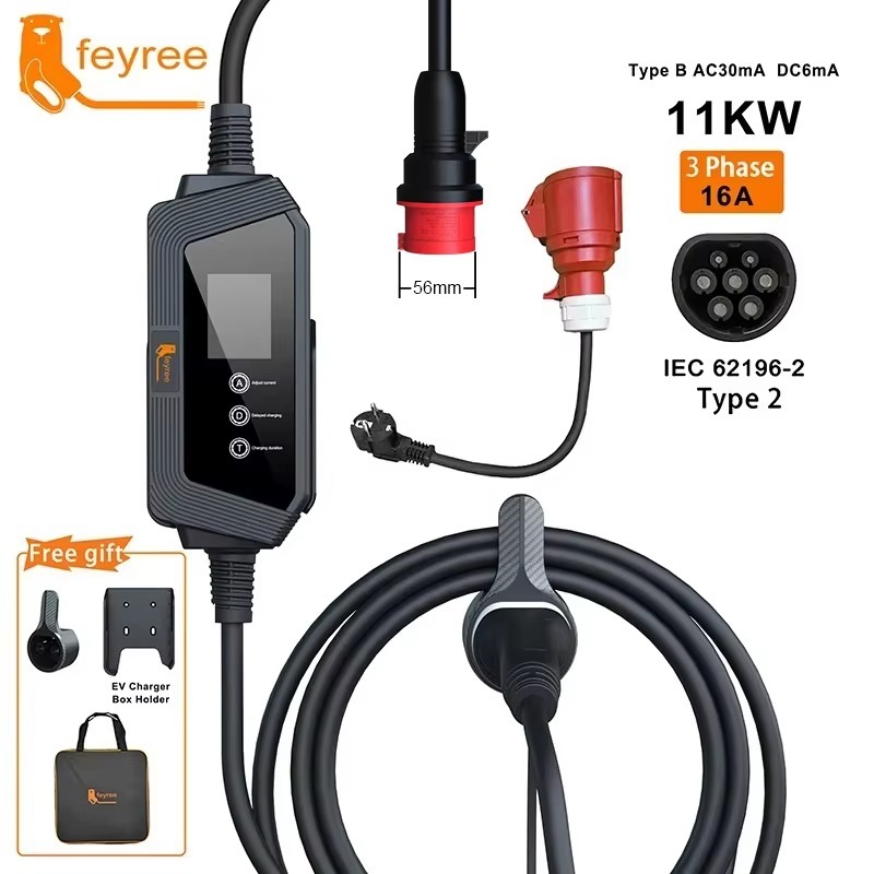 Type 2 to V2L adapter for electric vehicles, featuring a temperature protection system and a convenient power button for safe and reliable power export.
