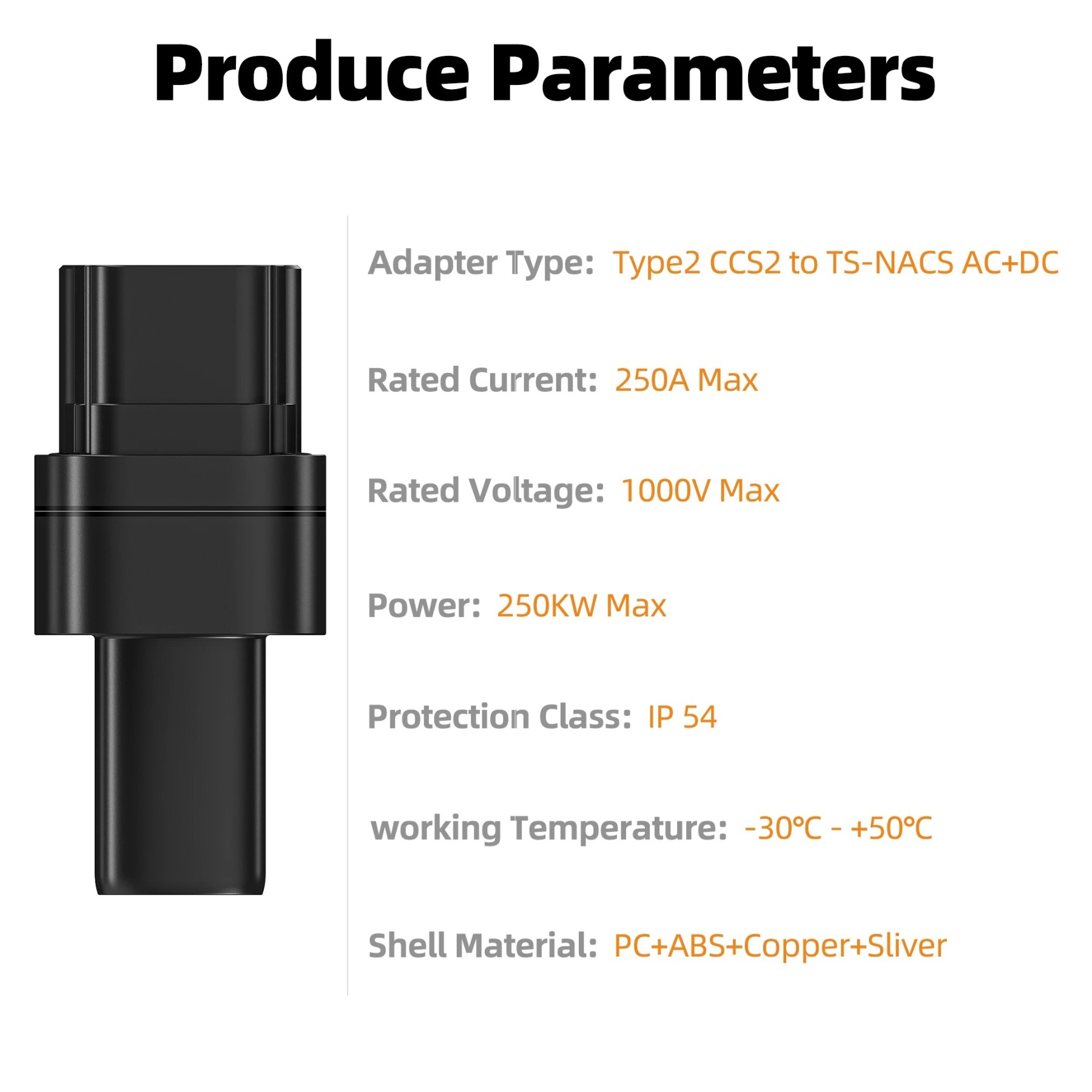 feyree CCS2 to Tesla AC+DC Adapter Fit for Tesla Model 3/X/Y Made in USA CCS2 Combo Adapter Support CCS2 and Type2 EV Charger