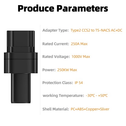 feyree CCS2 to Tesla AC+DC Adapter Fit for Tesla Model 3/X/Y Made in USA CCS2 Combo Adapter Support CCS2 and Type2 EV Charger