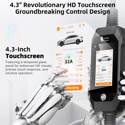 feyree GB/T EV Charger 7kW 32A 1P Touch Screen 4.3inch Smart WIFI APP Control EVSE Portable Charging Box forElectric Car Charger