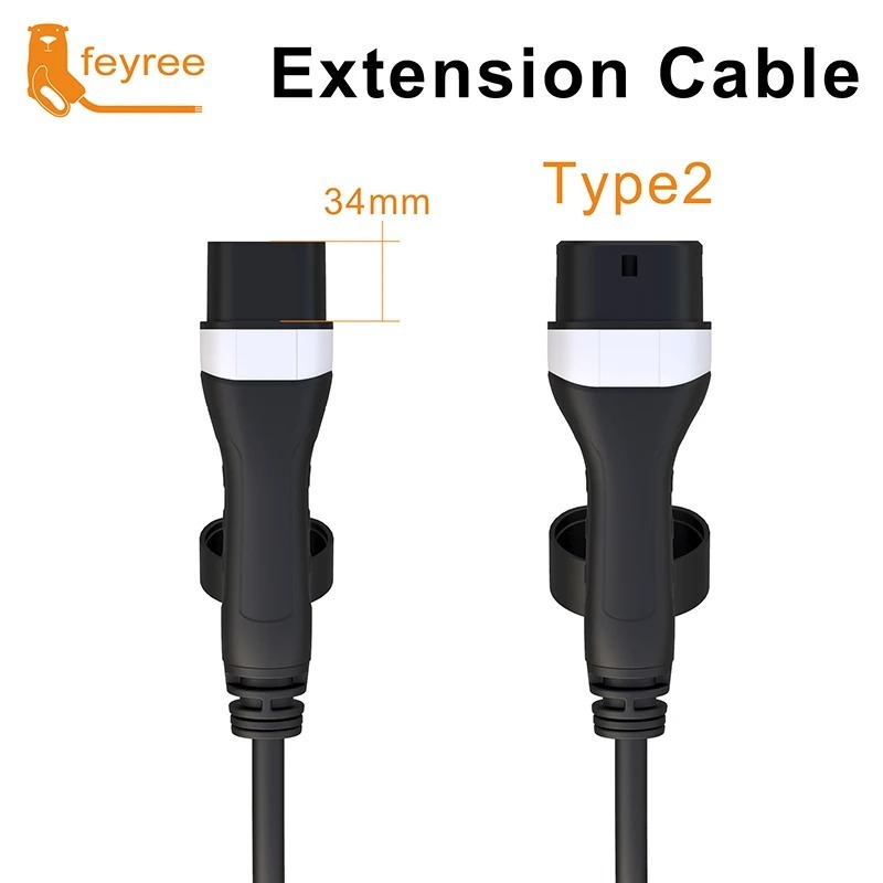 feyree EV Charging Cable 16A/32A 4kW/8kW/11kW/22kW Electric Vehicle Cord 5M Type 2 EVSE Charging Station Female to Male Plug-feyree