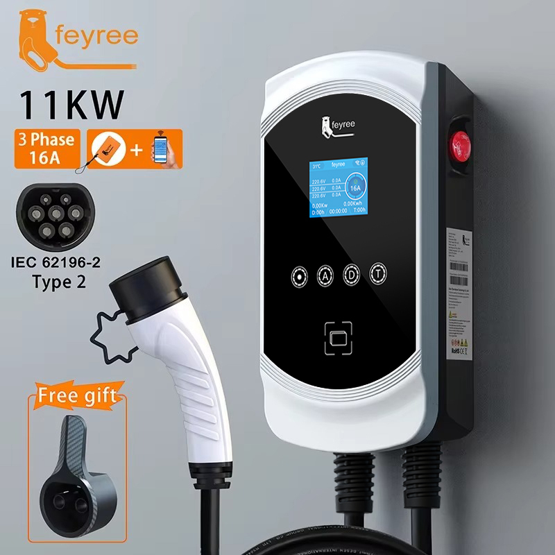 feyree EV Charger 7.6KW 11KW 22KW EV Wallbox Type 2 EV Charging Station EVSE Wallbox