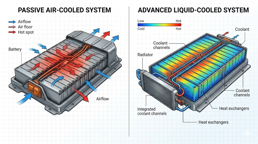 EV battery performance in Middle East heat, Scandinavia cold, and California mild coastal climates.