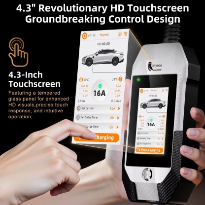 Feyree Type1 3.5kW 16A Portable EV Charger 4.3 inch Touch Screen Smart WIFI APP Remote Control Design AC EV Charging Station