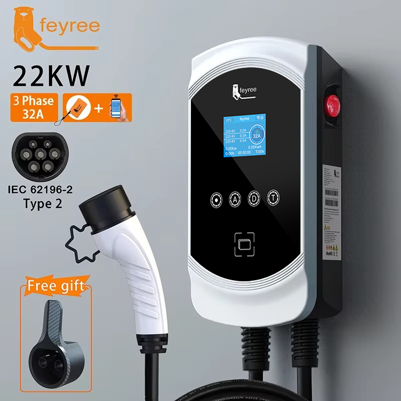 feyree EV Charger 7.6KW 11KW 22KW EV Wallbox Type 2 EV Charging Station EVSE Wallbox