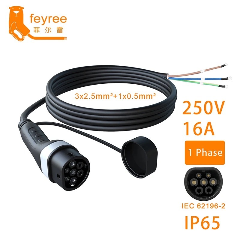 feyree EV Charger Type2 Car side 5m Cable 32A 3.5KW 8KW 11KW22KW Cable-feyree