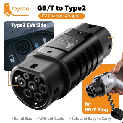 Feyree EV Charger Station Adapter GBT to Type 2 IEC 62196-2 Converter EVSE Single/Three Phase Connector 16A 32A for Type 2 Cars