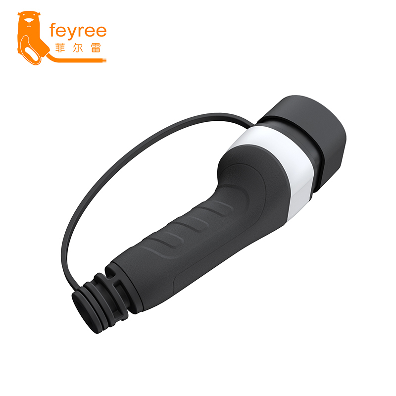 Durable black and white EV charging plug for reliable, safe electric vehicle home and travel charging.