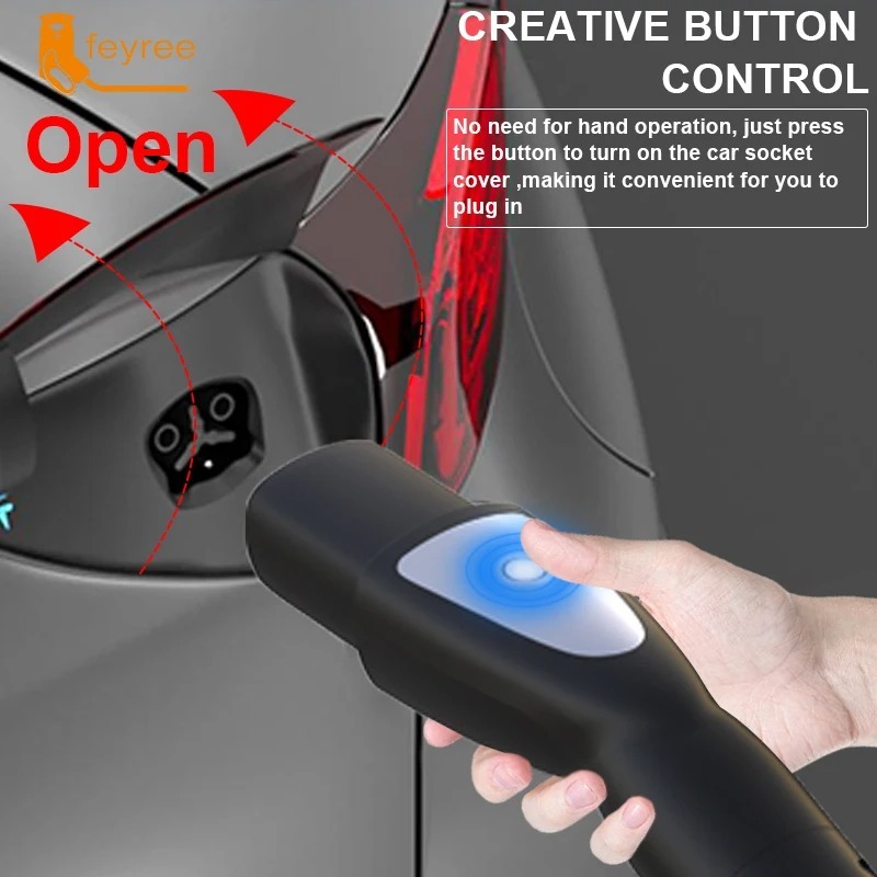 feyree EV Charger Portable 3.5kW Tesla NACS Charger Plug 1.8" LCD Screen with Set Delay Schedule Charging Station for Tesla Cars-feyree