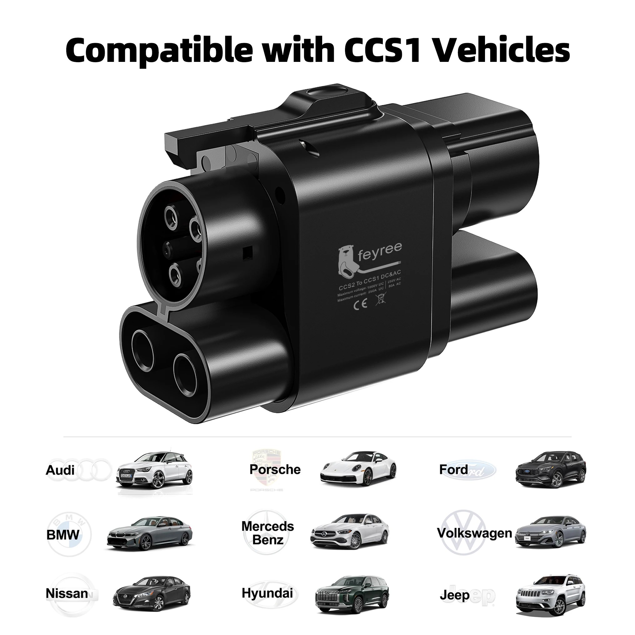 feyree CCS2 to CCS1 Adapter DC Fast EV Charging Adapter