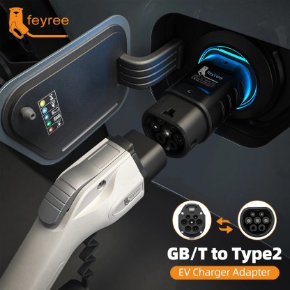 Feyree EV Charger Station Adapter GBT to Type 2 IEC 62196-2 Converter EVSE Single/Three Phase Connector 16A 32A for Type 2 Cars