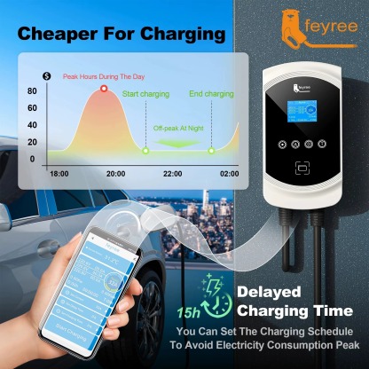Feyree EV Charger GB/T Socket 32A 3Phase 22kW Fast Charging EVSE Wallbox Load Balance Function AC Home Charging for Electric Car