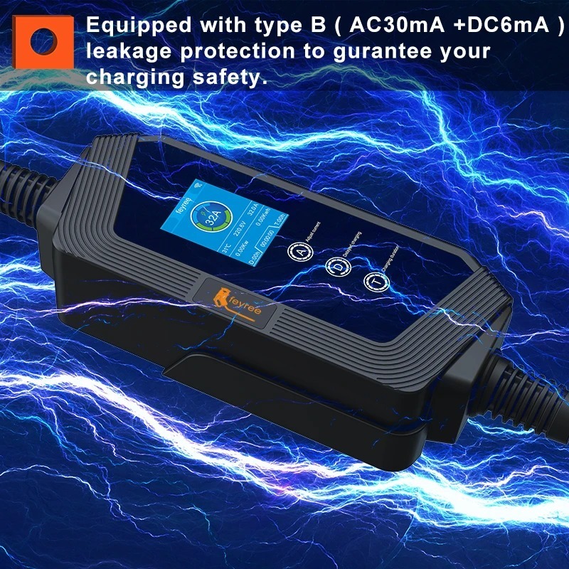 feyree Portable EV Charger with Tesla NACS Connector 32A up to 50A 12kw High Power EV wallbox with APP WIFI for All Tesla Models-feyree
