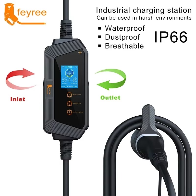 feyree Type2 11KW  Portable EV Charger 11KW 16A 3P Car Charger Wi-Fi APP Control EVSE Charging Box CEE Plug for Electric Vehicle