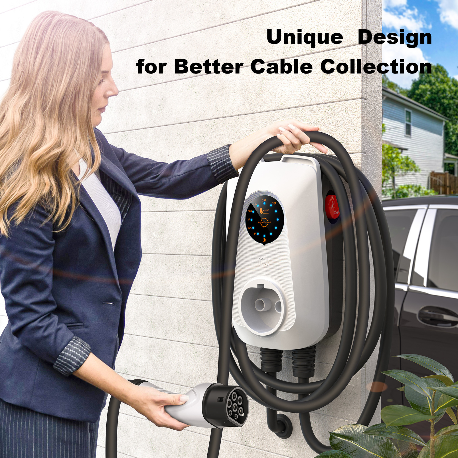 feyreeType2 7KW EV Charger 32A  Adjustable  Fast Charging Socket Version