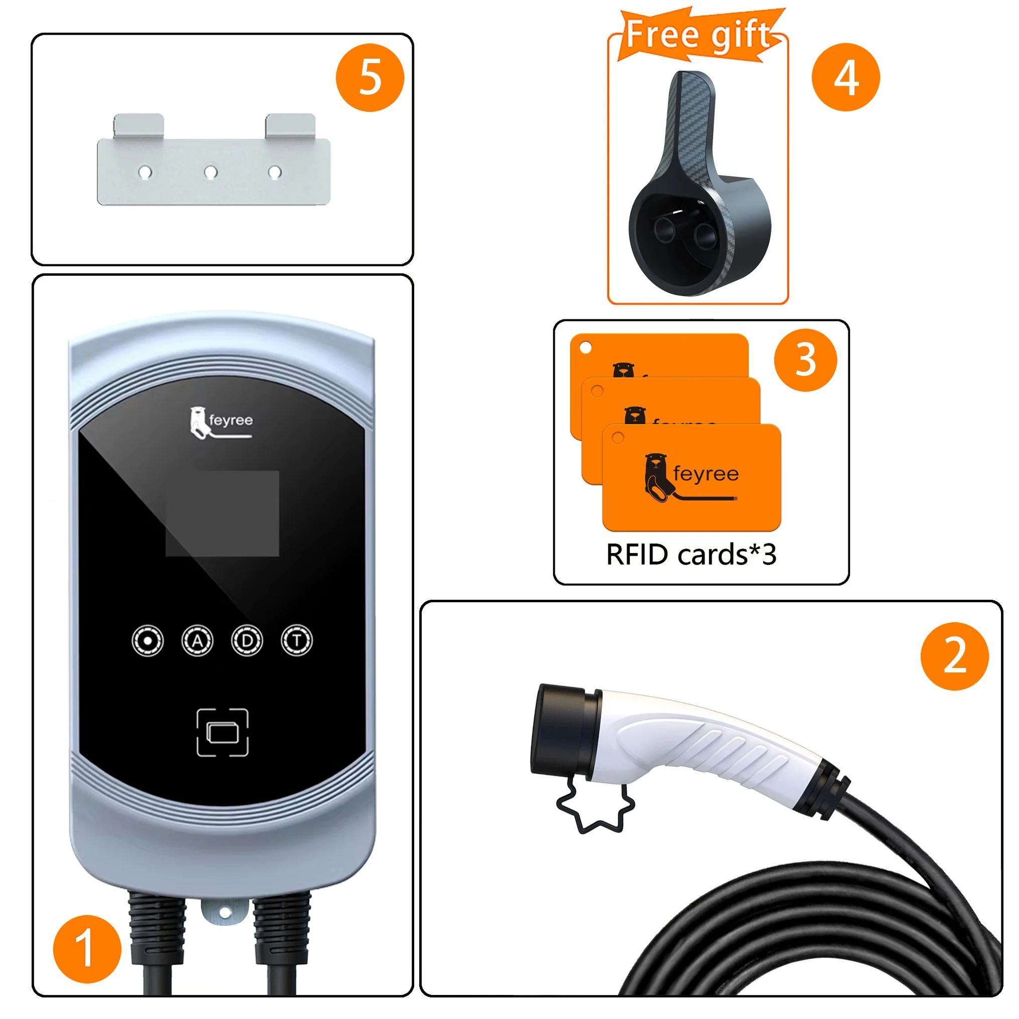 Smart 22kW Type 2 EV wallbox with WiFi app control, 5m cable, and IP66 durability for reliable outdoor charging.