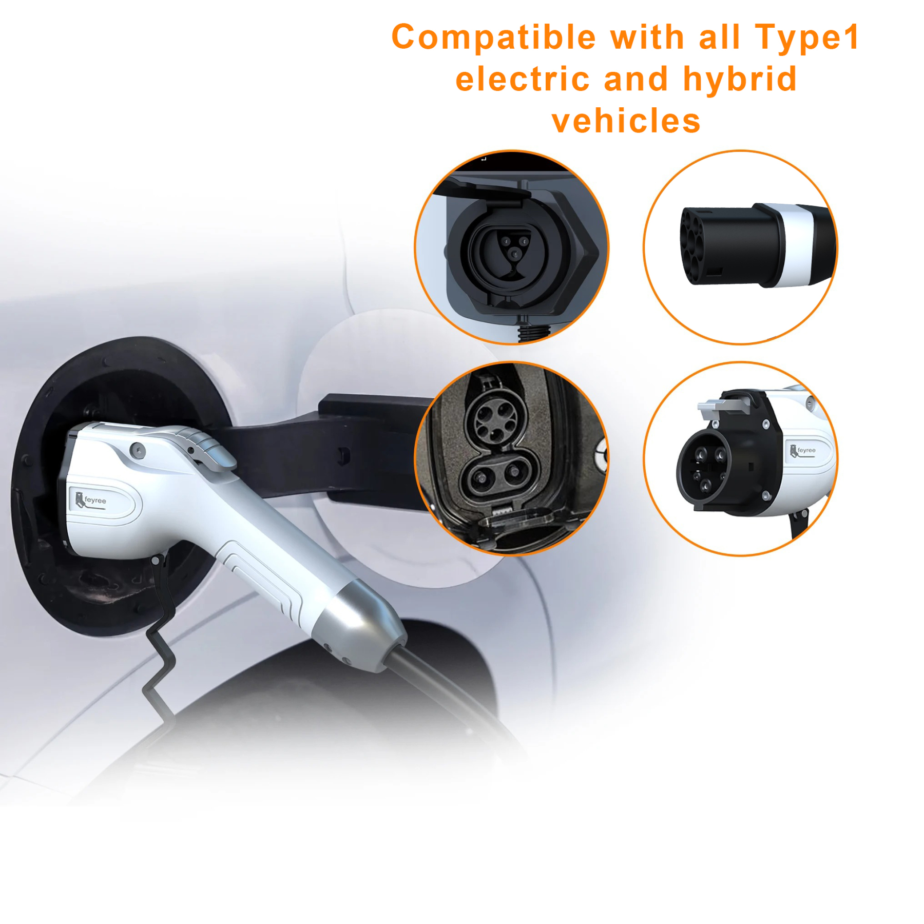 feyree EV Charging Cable J1772 Type1 to Type2 Female to Male Plug 32A 16A 5m Cable Electric Vehicle Cord for Car Charger Station