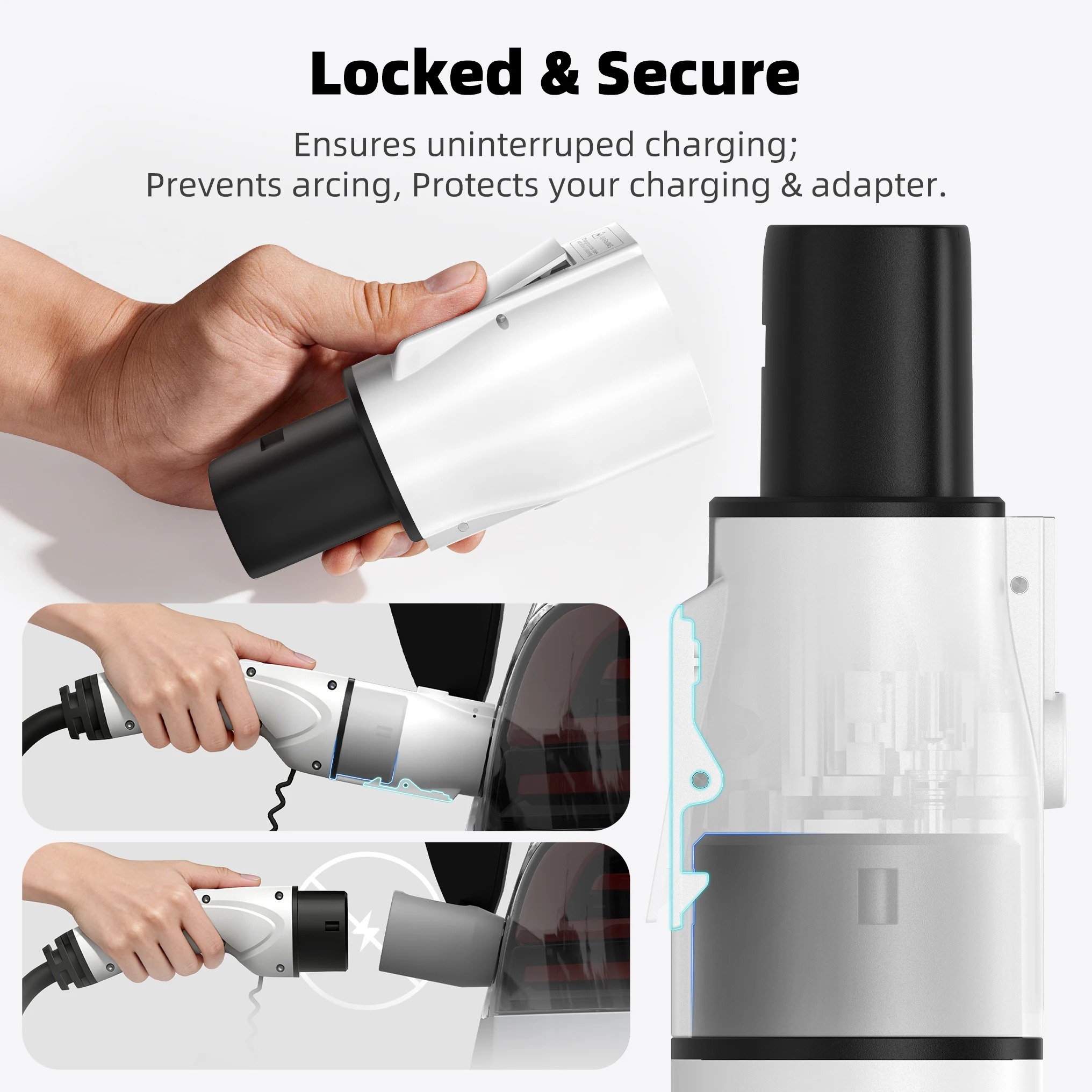 feyree Type 2 to NACS EV Charger Adapter 32A 7kW 1 Phase AC Charging Cable Connector for Tesla Electric Car Home Charging