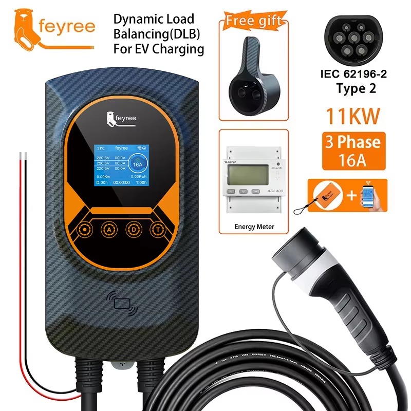 feyree EV Charger Type2 Cable 32A 7.6KW Dynamic Load Blancing EVSE Wallbox APP Function Charging Station Electric Car