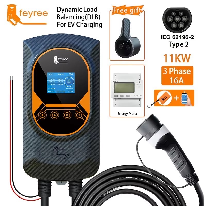 feyree EV Charger Type2 Cable 32A 7.6KW Dynamic Load Blancing EVSE Wallbox APP Function Charging Station Electric Car