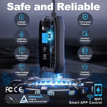 feyree Type2 EV Charger WIFI APP Control 16A 3.5KW GBT 5M Cable Type1 Portable Charging Box Set Charging&DelayTime for EV Cars