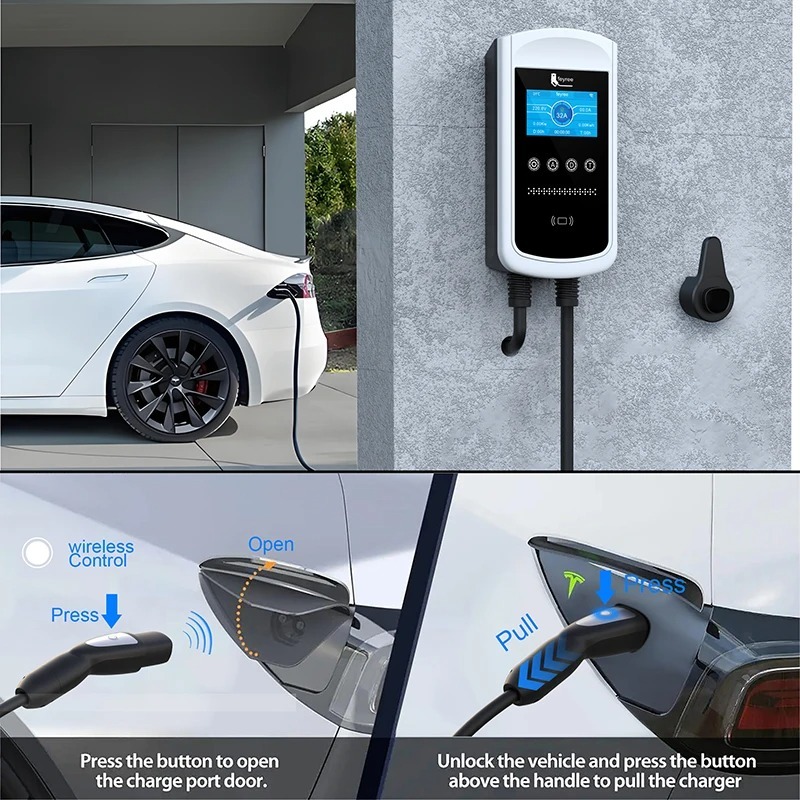 feyree Tesla EV Charging Station 7KW 9.6KW 12KW With APP Control 4.3″ Screen-feyree
