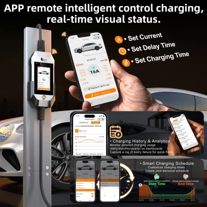 feyree EV Charger GB/T 11kW 16A 3P Car Charger 4.3inch TouchScreen Smart WIFI APP Control EVSE Charging Box with 6 Colors Option