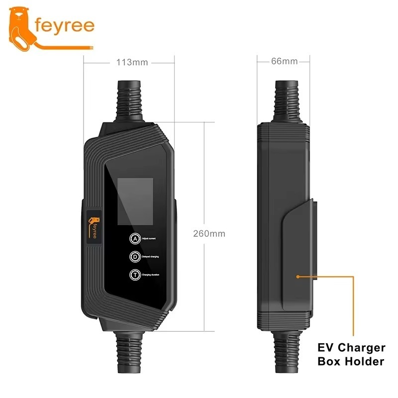 feyree GB/T 22KW 32A 3Phase Portable EV Charger GB/T Plug Fast Charging Box 5m Cable Adjust Current for Electric Car Charging Station