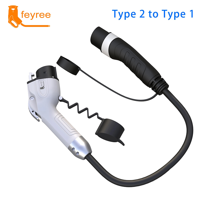 feyree Type 2 to J1772 Type 1 Charging Cable Adapter for EV Charging Station Electric Car EVSE Charger Plug 16A 3.5KW 32A 7KW